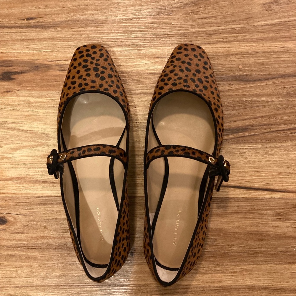 Ann Taylor Leopard Print Haircalf Mary Jane Flats - Size 8 - SOLD OUT